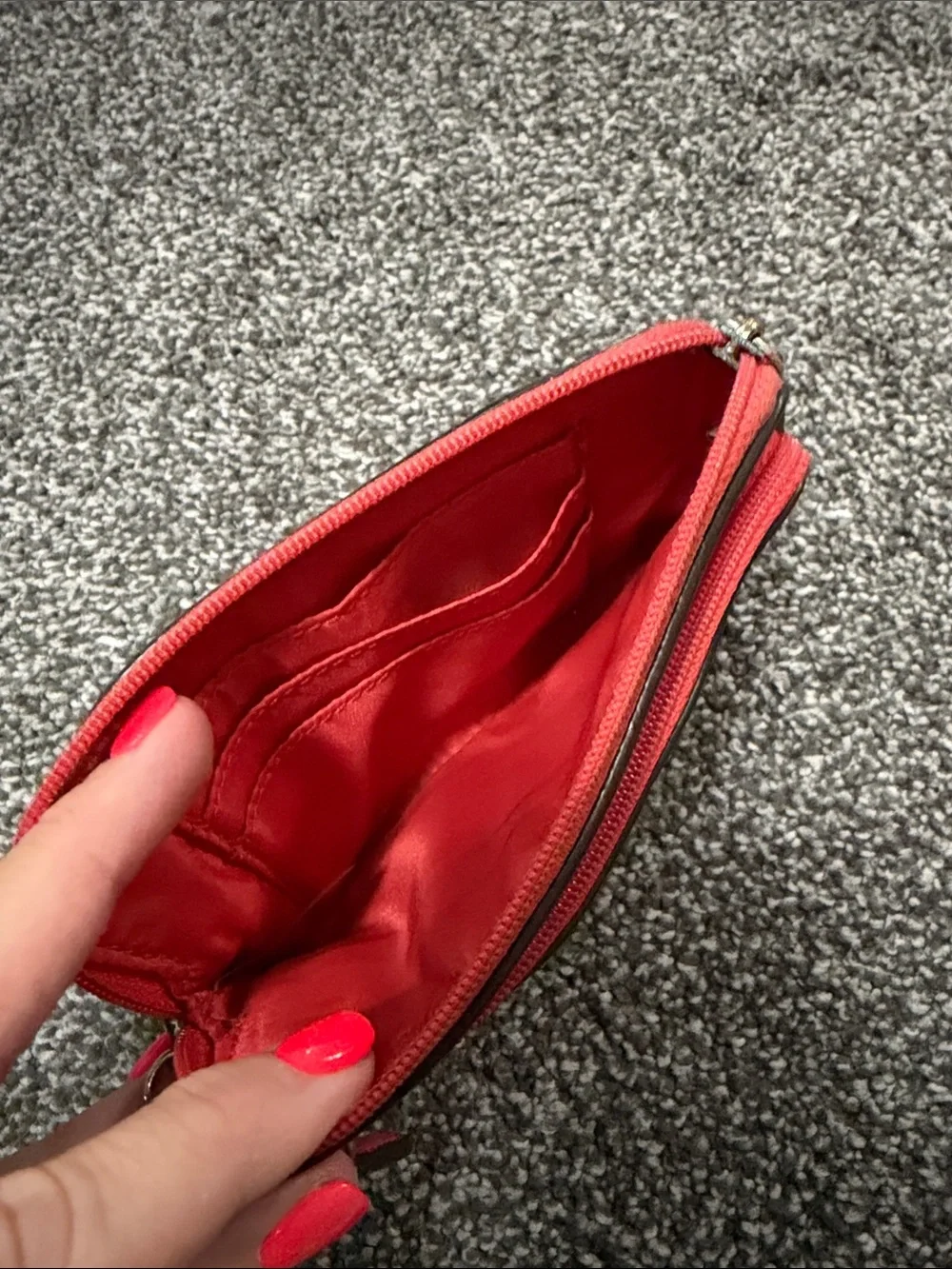 COACH Red Pebbled Leather Wristlet with Gold Hardware
